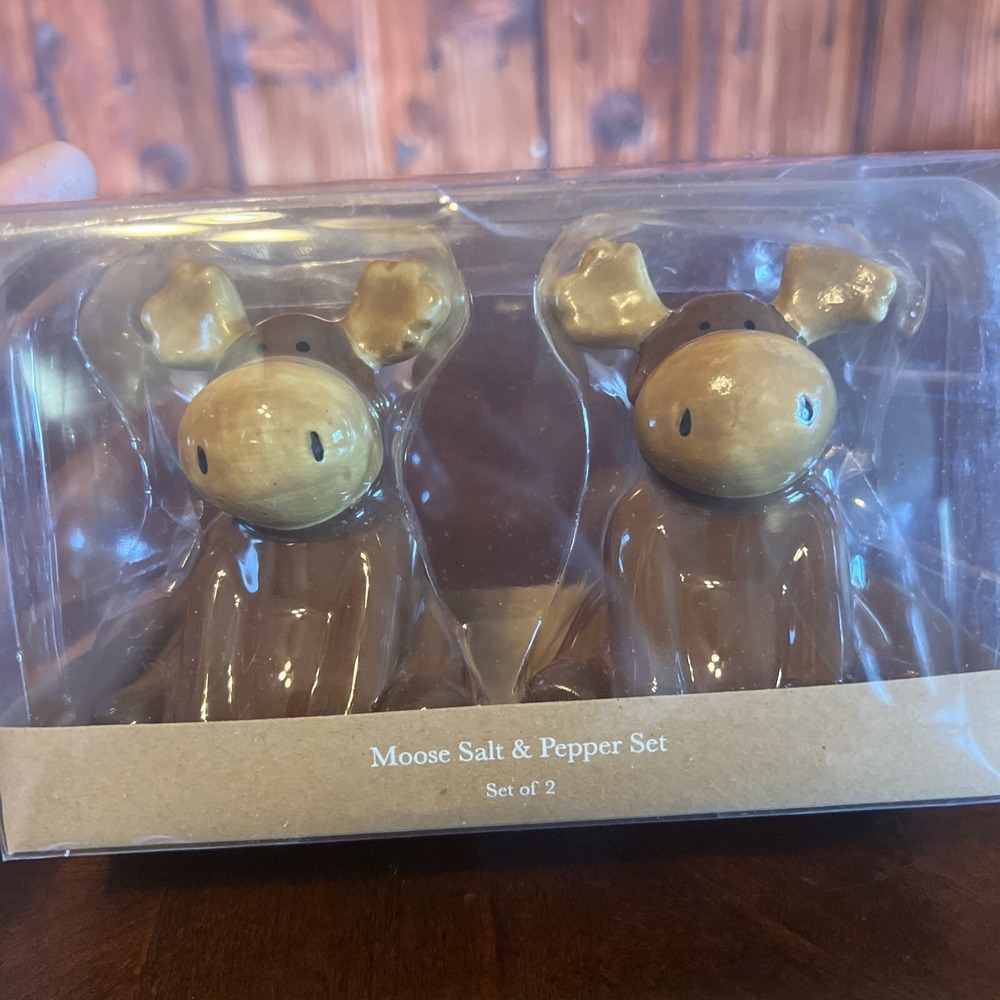 Christmas Moose Salt and Pepper Shakers Set Reindeer Kitchen Holiday Decor